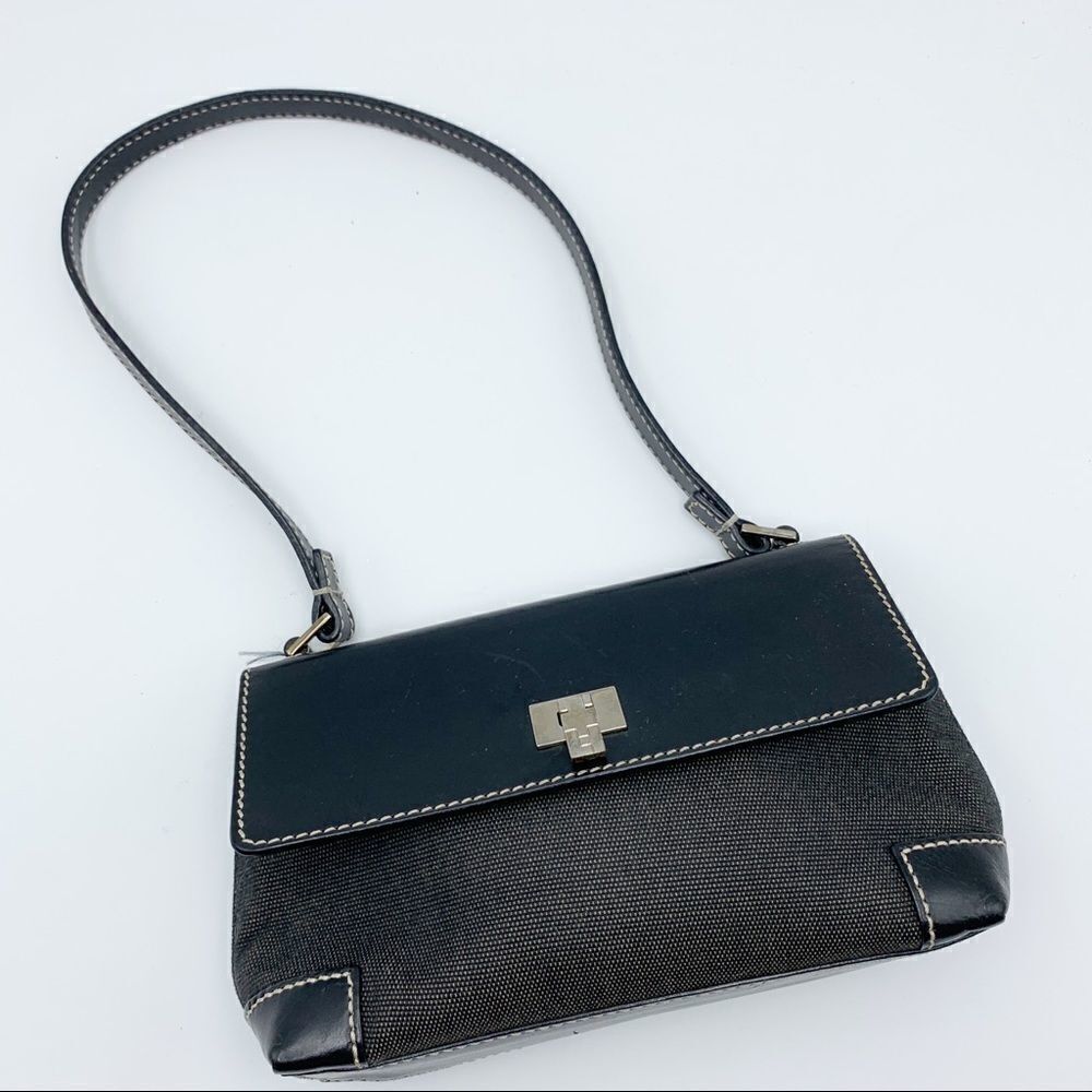 Lambertson Truex Mini Canvas and‎ Leather Purse Authentic Designer